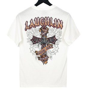 2009 LAUGHLIN RIVER RUN CROSS White Graphic T-Shirt Size S